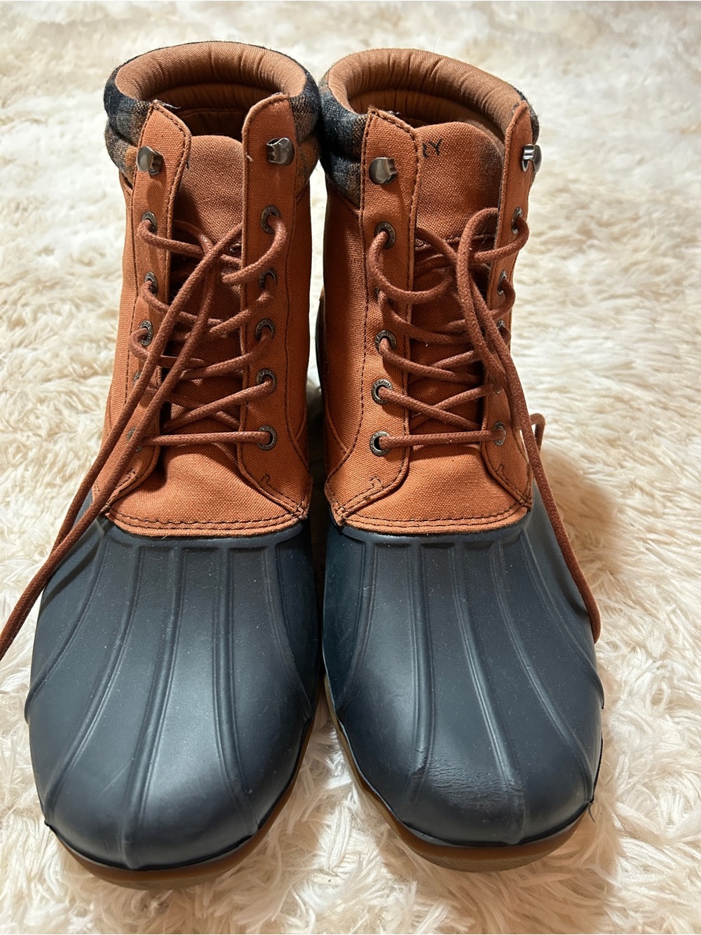 Sperry Brown and Black Waterproof Lace-Up Duck Boots